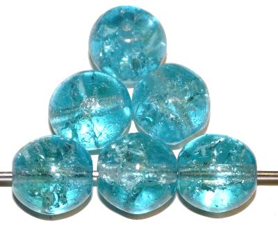 Glasperlen / crash beads rund
 blau transp.,
 hergestellt in Gablonz / Tschechien
