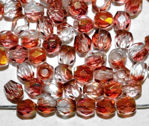 facettierte Glasperlen  
 kristall fuchsia bronziert,
 hergestellt in Gablonz / Tschechien
 