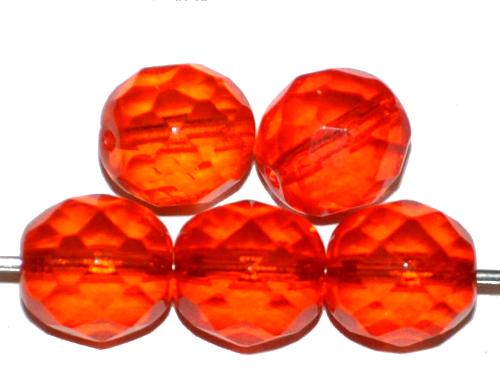 facettierte Glasperlen
 orangerot transp., 
 hergestellt in Gablonz / Tschechien
