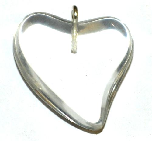 Glasanhänger Herz mit Öse, 
 kristall, 
 hergestellt in Gablonz / Tschechien