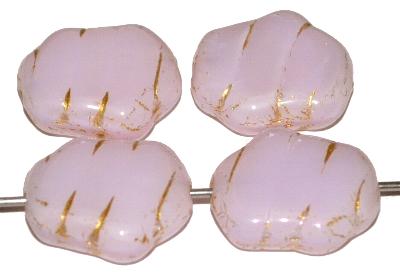 Glasperlen / Table Cut Beads geschliffen
 Alabasterglas blassrosa,
 hergestellt in Gablonz / Tschechien