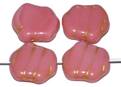 Glasperlen / Table Cut Beads geschliffen
 rosa opak,
 hergestellt in Gablonz / Tschechien