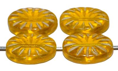 Glasperlen / Table Cut Beads geschliffen
 gelb transp.,
 hergestellt in Gablonz / Tschechien