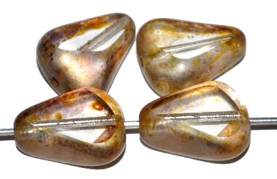 Glasperlen / Table Cut Beads Nuggets geschliffen
 kristall mit picasso finish,
 hergestellt in Gablonz Tschechien