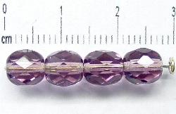 facettierte Glasperlen
 hell violett transp., 
 hergestellt in Gablonz / Tschechien