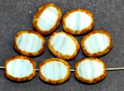Glasperlen / Table Cut Beads geschliffen, 
 weis grau meliert mit picasso finish,
 hergestellt in Gablonz / Tschechien