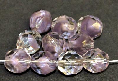 Glasperlen mit Facettenschliff, 
 kristall violett, 
 hergestellt in Gablonz / Tschechien