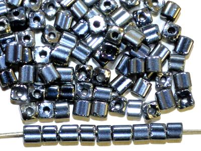 2-cut Beads von Preciosa Ornella Tschechien hergestellt, hämatit farben, Würfelform