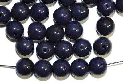 Glasperlen rund,  nachtblau opak,  hergestellt in Gablonz / Tschechien