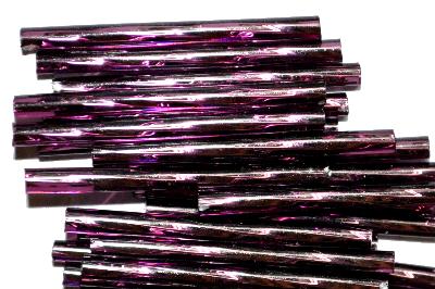 Glasperlen / Stiftperlen getwistet,
 von Preciosa Ornella Tschechien hergestellt,
 violett mit Silbereinzug