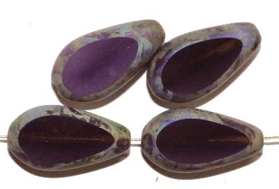 Glasperlen / Table Cut Beads
 geschliffen, Opalglas purple mit picasso finish,
 hergestellt in Gablonz / Tschechien