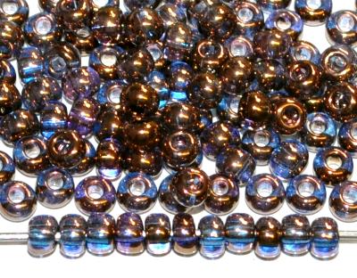 Rocailles von Ornella Preciosa Tschechien,
 hellblau transp, mit metallic bronze lüster