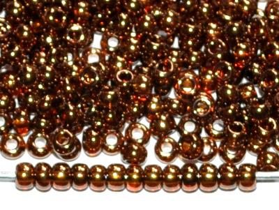 Rocailles von Ornella Preciosa Tschechien,
 topas transp, mit metallic bronze lüster