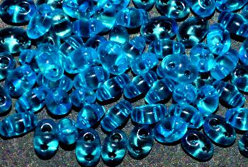 Twin Beads von Ornella Preciosa Tschechien blau transp.