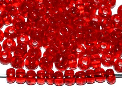 Rocailles aus Gablonz / Böhmen 
 rot transparent