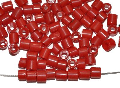 Glasperlen ( tilt-beads ) in den 1930/40 Jahren in Gablonz/Böhmen hergestellt rot opak