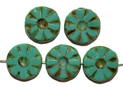 Glasperlen / Table Cut Beads
 geschliffen mit picasso finish,
 nach alten Vorlagen aus den 1920 Jahren neu gefertigt