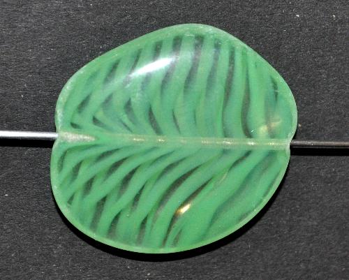 Glasperle große Scheiben grün kristall transp.,  hergestellt in Gablonz / Tschechie