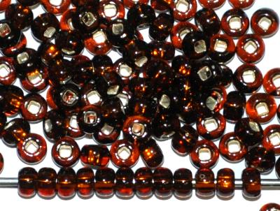 Rocailles von Preciosa Tschechien, braun mit Silbereinzug