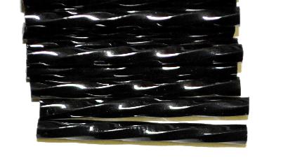 Glasperlen / Stiftperlen getwistet, 
 von Preciosa Ornella Tschechien hergestellt, 
 schwarz opak