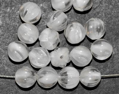 Glasperlen (Melonbeads), kristall weiß, hergestellt in Gablonz / Tschechien, 