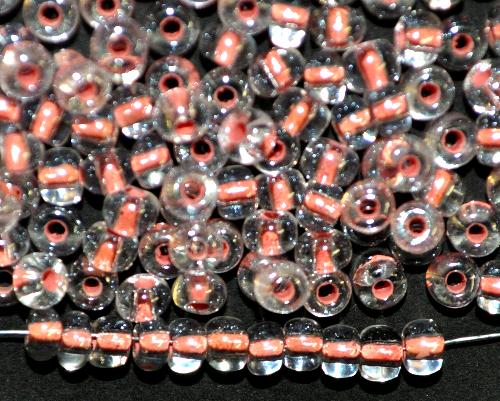 Rocailles von Ornella Preciosa Tschechien, 
 kristall mit Farbeinzug kupfer mit lüster