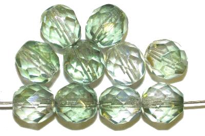 facettierte Glasperlen
 wassergrün mit lüster,
 hergestellt in Gablonz / Tschechien