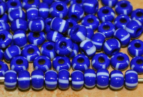 Rocailles von Preciosa Ornella Tschechien, 
 blau weiß gestreift