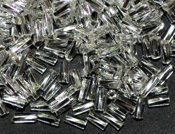 Glasperlen / Stiftperlen getwistet von Preciosa Tschechien hergestellt, kristall mit Silbereinzug