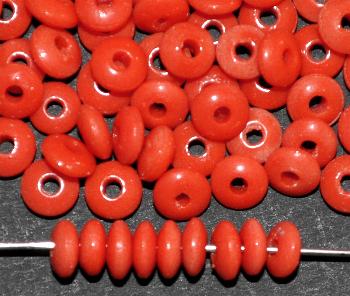Glasperle / Trade Beads, Linsen,
 1930/40 in Gablonz/Böhmen hergestellt,
 orange, (Prosserbeads)