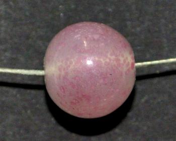 Wickelglasperle rund rosa
 in den 1930/1940 Jahren in Gablonz/Böhmen von Hand gefertigt
