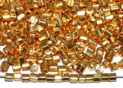 Glasperlen / 2-cut-beads
 von Preciosa Tschechien hergestellt,
 metallic gold