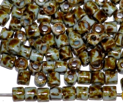 tube beads von Ornella Preciosa Tschechien, türkis mit picasso finish