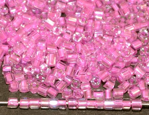 2 cut beads von Ornella Preciosa Tschechien, kristall mit Farbeinzug pink und lüster 