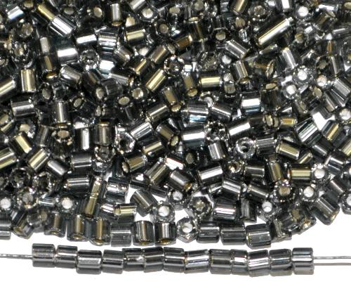 Glasperlen / 2-cut-beads 
 von Preciosa Tschechien hergestellt, 
 blackdiamond mit Silbereinzug