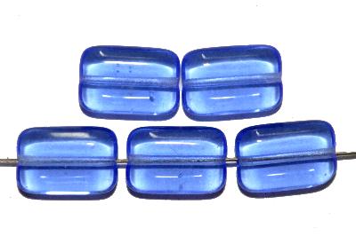 Glasperlen Rechtecke,
 blau transparent,
 hergestellt in Gablonz Tschechien