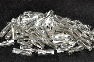 Glasperlen / Stiftperlen von Preciosa Ornella Tschechien,  getwistet, kristall mit Silbereinzug