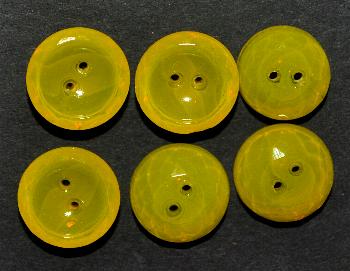 Glasknöpfe, gelb,
 facettiert,
 In Gablonz/Böhmen um 1930 hergestellt.