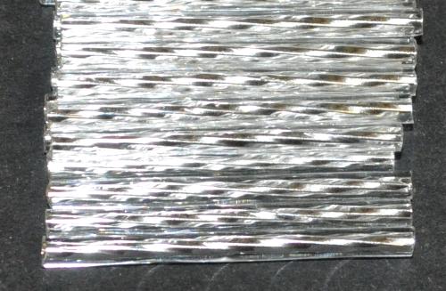 Glasperlen / Stiftperlen von Preciosa Ornella Tschechien, extra lang, getwistet, kristall mit Silbereinzug