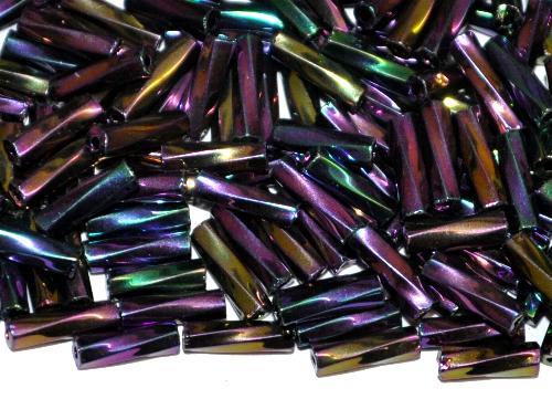 Glasperlen / Stiftperlen getwistet, 
 von Preciosa Ornella Tschechien hergestellt, 
 violett metallic 