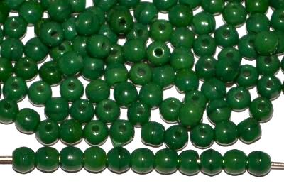 Glasperlen rund grün opak, hergestellt in Gablonz / Tschechien