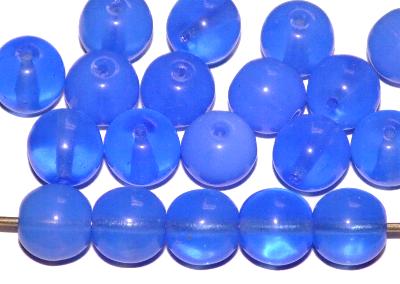 Glasperlen rund Alabasterglas blau, hergestellt in Gablonz / Tschechien