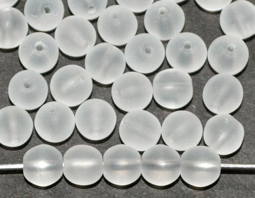 Glasperlen rund kristall mattiert (frostet), hergestellt in Gablonz / Tschechien