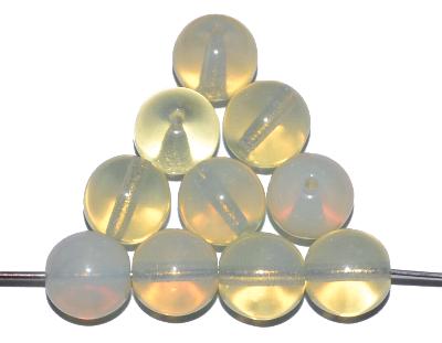 Glasperlen rund, Opalglas moonstone, hergestellt in Gablonz / Tschechien