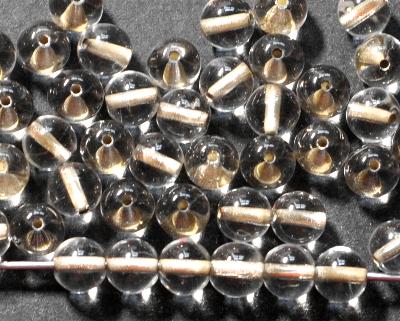 Glasperlen rund kristall mit Silbereinzug, hergestellt in Gablonz / Tschechien