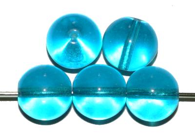 Glasperlen rund, türkisblau transp. hergestellt in Gablonz / Tschechien