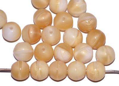 Glasperlen rund, weiß beige opak, hergestellt in Gablonz / Tschechien