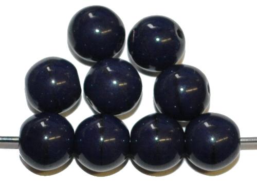 Glasperlen rund
 nachtblau opak,
 hergestellt in Gablonz / Tschechien