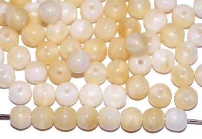 Glasperlen rund, weiß beige opak, hergestellt in Gablonz / Tschechien