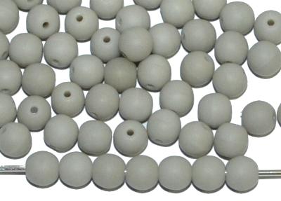 Glasperlen rund grau opak mattiert, hergestellt in Gablonz / Tschechien